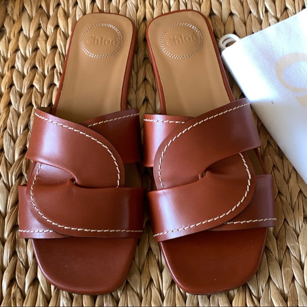 New Chloe Candice Sepia Slides Sandals 40 …
